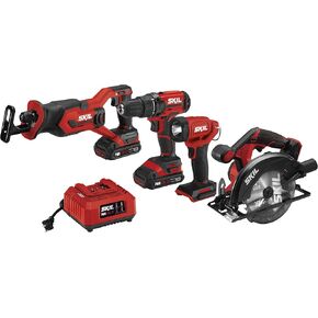 SKIL PWR CORE 20V Brushless 9-Tool Power Tool Combo Kit Including 2 * 2.0Ah Batteries, Charger, and Rolling Tool Box -CB8009B-20