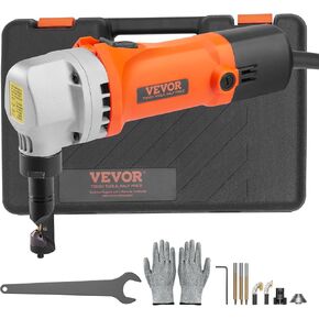 VEVOR Double Head Sheet Metal Nibbler Cutter, 360 Degree Metal Nibbler Drill Attachment with Extra Punch and Die, Cutting Hole Accessory and Step Drill Bit, for Straight Curve and Circle Cutting
