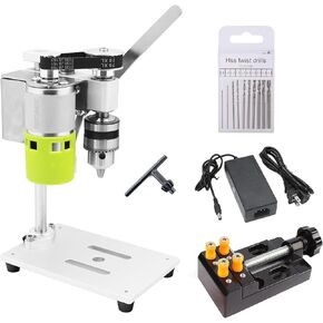 Mini Drill Press, Benchtop Drill Press Portable Electric Drilling Machine with CNC 795 Motor, B12 Chuck, 7 Speed, Drill Bit and Clamp for Metal Wooden Jewelry DIY and Crafts Projects