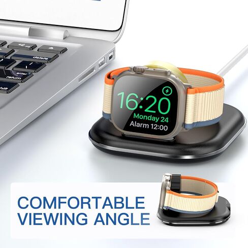حامل شحن ساعة مطور لشاحن ساعة Apple - قاعدة شحن لاسلكية سريعة لساعة iWatch، متوافقة مع Apple Watch Series 2/3/4/5/6/7/8/9/10/Ultra 1 2، تصميم مغناطيسي لسهولة الاستخدام in Kuwait