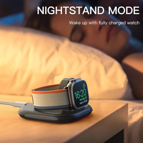 حامل شحن ساعة مطور لشاحن ساعة Apple - قاعدة شحن لاسلكية سريعة لساعة iWatch، متوافقة مع Apple Watch Series 2/3/4/5/6/7/8/9/10/Ultra 1 2، تصميم مغناطيسي لسهولة الاستخدام in Kuwait