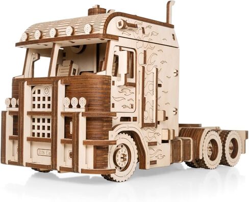 EWA Eco Wood Art Tilt نصف مقطورة لشاحنة Road King - مجموعة أدوات خشبية متقدمة - ملحق نموذج تجميع DIY مستدام للبالغين in Kuwait