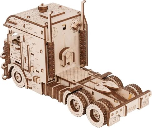 EWA Eco Wood Art Tilt نصف مقطورة لشاحنة Road King - مجموعة أدوات خشبية متقدمة - ملحق نموذج تجميع DIY مستدام للبالغين in Kuwait