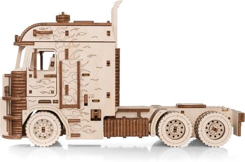 EWA Eco Wood Art Tilt نصف مقطورة لشاحنة Road King - مجموعة أدوات خشبية متقدمة - ملحق نموذج تجميع DIY مستدام للبالغين in Kuwait
