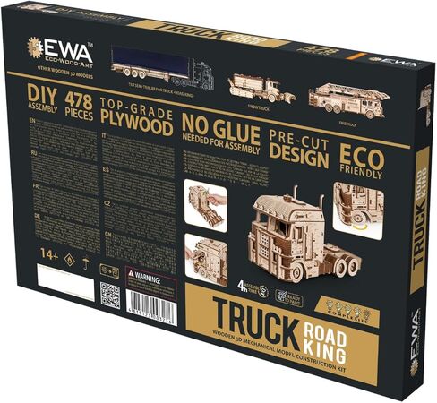 EWA Eco Wood Art Tilt نصف مقطورة لشاحنة Road King - مجموعة أدوات خشبية متقدمة - ملحق نموذج تجميع DIY مستدام للبالغين in Kuwait