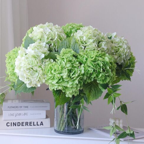 Buart 4PCS Long Stem Big Size White Flowers Artificial Silk Hydrangea Lifelike Flowers Real Touch White Artificial Flowers Wedding Shower Bride Bouquets Office Living Room Table Decorations (21 Inch) in Kuwait