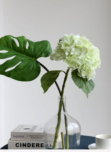 Buart 4PCS Long Stem Big Size White Flowers Artificial Silk Hydrangea Lifelike Flowers Real Touch White Artificial Flowers Wedding Shower Bride Bouquets Office Living Room Table Decorations (21 Inch) in Kuwait