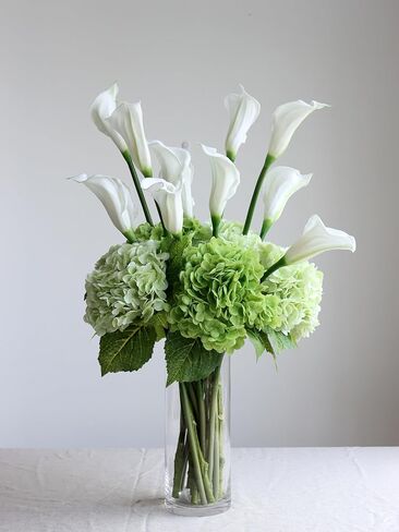 Buart 4PCS Long Stem Big Size White Flowers Artificial Silk Hydrangea Lifelike Flowers Real Touch White Artificial Flowers Wedding Shower Bride Bouquets Office Living Room Table Decorations (21 Inch) in Kuwait