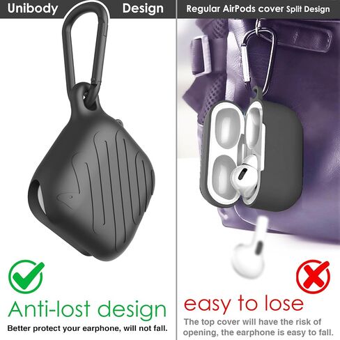 غطاء حماية مقاوم للماء متوافق مع Airpods الجيل الرابع، مع حلقة تسلق، شحن لاسلكي، مقاوم للصدمات، سهل التنظيف (أحمر) in Saudi Arabia