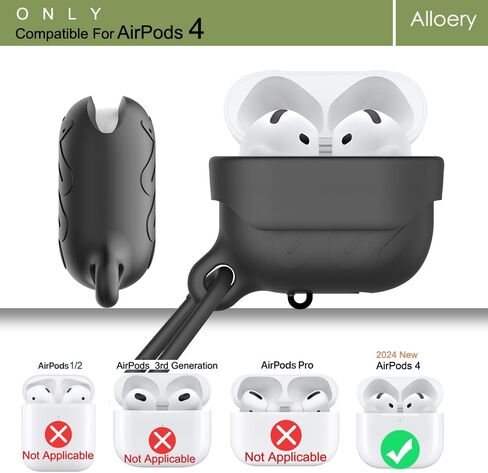 غطاء حماية مقاوم للماء متوافق مع Airpods الجيل الرابع، مع حلقة تسلق، شحن لاسلكي، مقاوم للصدمات، سهل التنظيف (أحمر) in Saudi Arabia