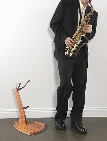 حامل الساكسفون، حامل الساكسفون لألتو ساكس وتينور ساكس، حامل ألتو ساكس من خشب الماهوجني الصلب مع نير سيليكون ناعم، حامل ساكسفون تينور خشبي مصنوع يدويًا لعرض الاستوديو المنزلي in Kuwait