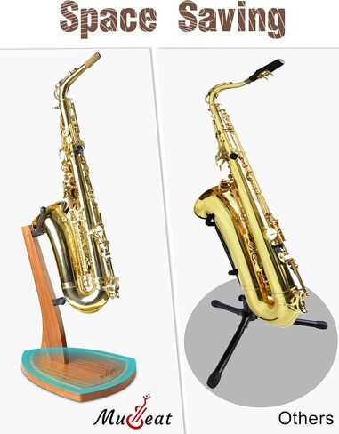 حامل الساكسفون، حامل الساكسفون لألتو ساكس وتينور ساكس، حامل ألتو ساكس من خشب الماهوجني الصلب مع نير سيليكون ناعم، حامل ساكسفون تينور خشبي مصنوع يدويًا لعرض الاستوديو المنزلي in Kuwait