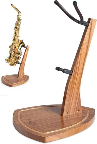 حامل الساكسفون، حامل الساكسفون لألتو ساكس وتينور ساكس، حامل ألتو ساكس من خشب الماهوجني الصلب مع نير سيليكون ناعم، حامل ساكسفون تينور خشبي مصنوع يدويًا لعرض الاستوديو المنزلي in Kuwait