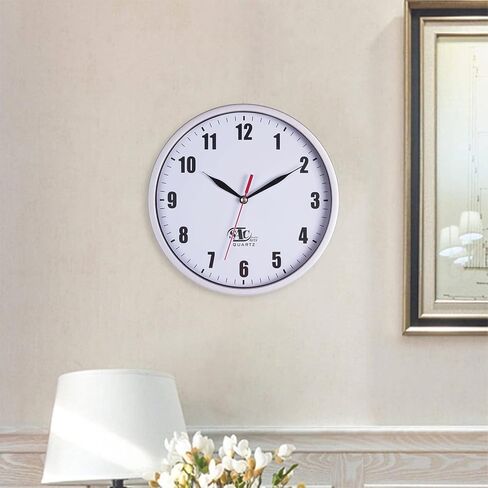 Silent Wall Clocks Battery Operated Wall Clock for Kids White Non-Ticking Easy to Read Wall Clock for Bathroom Kitchen Living Room Bedroom in 8 Inches in Kuwait