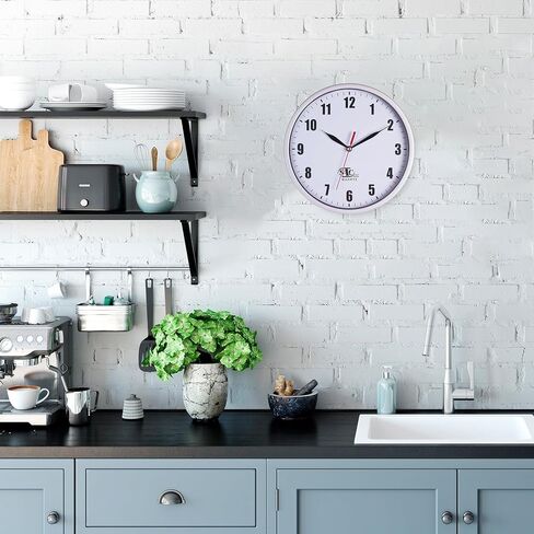 Silent Wall Clocks Battery Operated Wall Clock for Kids White Non-Ticking Easy to Read Wall Clock for Bathroom Kitchen Living Room Bedroom in 8 Inches in Kuwait