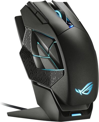 Asus Rog Spatha X Wireless Gaming Mouse (حامل الشحن المغناطيسي ، 12 زرًا قابلًا للبرمجة ، 19000 نقطة في البوصة ، مآخذ مفتاح التبديل الساخن للضغط ، مفاتيح ROG Micro و Paracord و Aura RGB Lighting) ، Black in Kuwait
