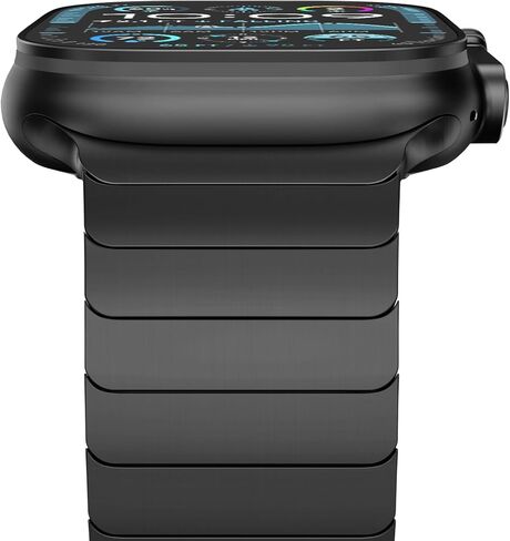 FULLIFE Titanium Band for Apple Watch Band, Lightweight Titanium Metal Strap for Apple Watch Ultra 2/Ultra 49mm, Series 10 46mm, 9/8/7 45mm, SE2/6/5/4 44mm, 3/2/1 42mm, Black with Magnetic Clasp in Kuwait