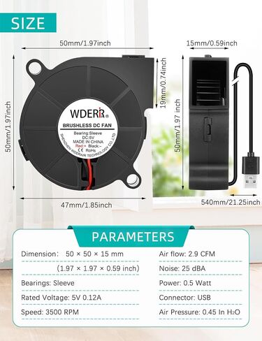 75mm x 30mm USB 5V Brushless Squirrel Cage Blower Fan Centrifugal for 3D Printer Mini Box Aquarium Equipment Cabinet Cooler in Saudi Arabia