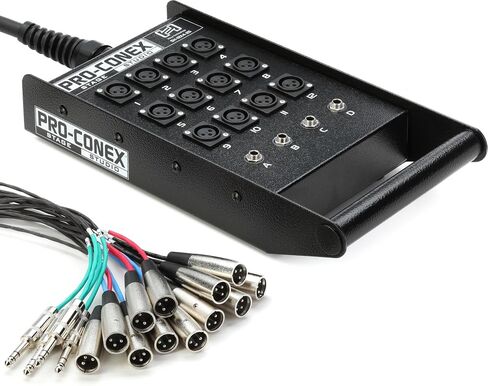 Hosa SH-8X4-25 Pro-Conex Stage Box Snake، Hosa 8 x XLR يرسل و4 × 1/4 بوصة TRS Returns، 25 قدمًا in Saudi Arabia