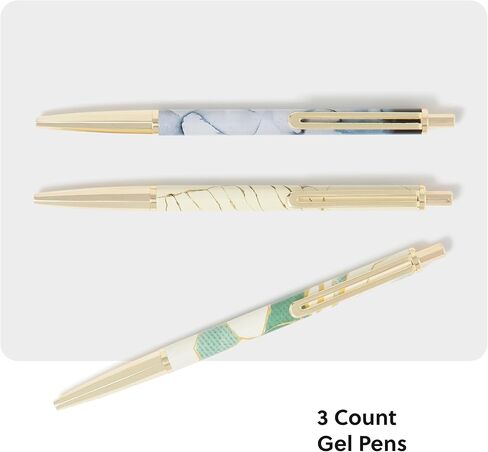 U Brands Avalon Gel Pens, 3 Count, Midcentury Geo, Soft Touch, Gold Details, Medium (0.7 mm) Point, Black Ink in Saudi Arabia