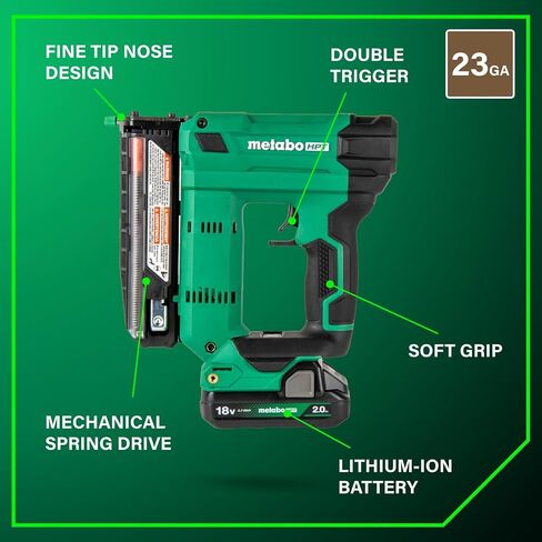 Metabo HPT 18V Multivolt Cordless 23 Gauge Pin Nailer Kit | يتضمن البطارية والشاحن | الزناد المزدوج لأقصى سلامة | قطعة أنف قطعة واحدة | قفل النار الجاف | NP1835DA in Saudi Arabia