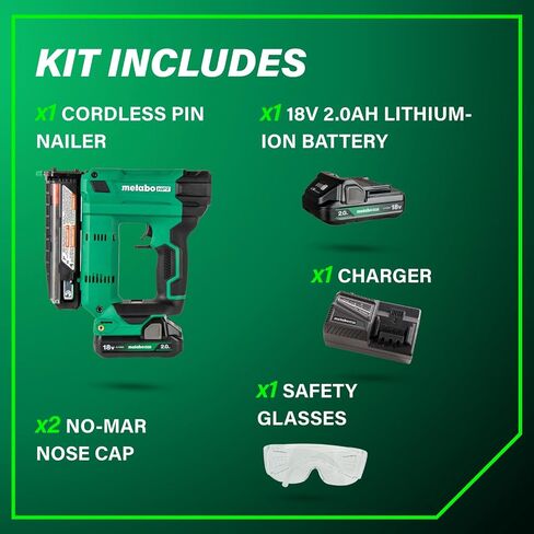 Metabo HPT 18V Multivolt Cordless 23 Gauge Pin Nailer Kit | يتضمن البطارية والشاحن | الزناد المزدوج لأقصى سلامة | قطعة أنف قطعة واحدة | قفل النار الجاف | NP1835DA in Saudi Arabia