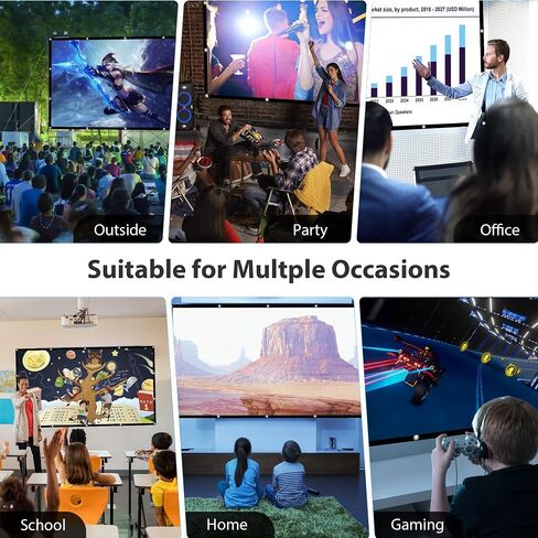 Projector Screen 150 Inch, LEORFI Portable Projector Screen Outdoor 16:9 HD 4K, Washable Foldable Anti-Crease Movie Screen, Double-Sided Projection, Projection Screens for Camping and Home Theatre in Saudi Arabia
