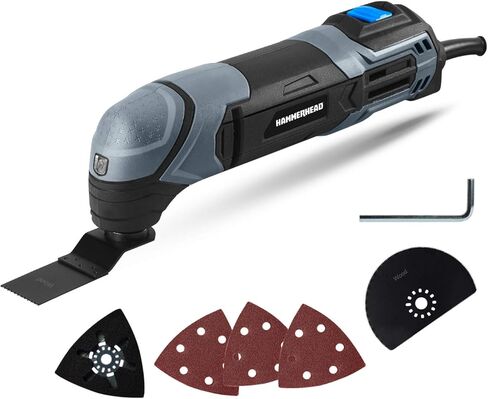 Hammerhead 2.2-Amp Oscillating Multi-Tool with 1pc Flush Cut Blade, 1pc Semicircle Saw Blade, 1pc Sanding pad, 3pcs Sanding Paper - HAMT022 in Saudi Arabia