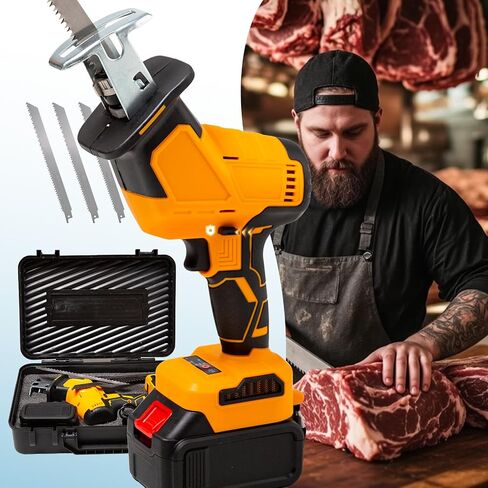 Brushless Motor Electric Meat and Bone Saw, 3000mAh Handheld Butchering Tool with （3 Upgraded Blades）- Home Butcher Saw Kit with 1 toolbox, 1 Battery in Saudi Arabia