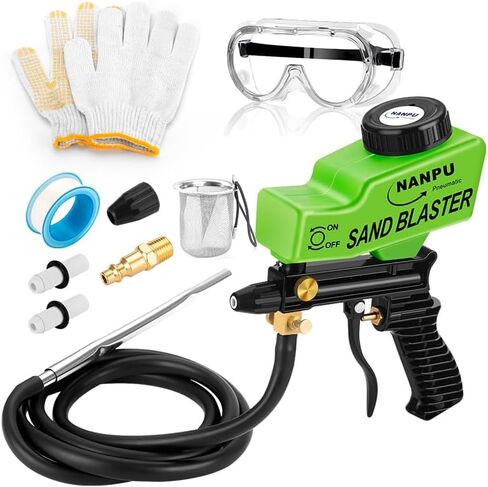NANPU Air Sand Blaster Gun with Siphon & Gravity Feed for Air Compressor, Ceramic Nozzle, Metal Body, Paint/Rust Remover for Metal, Wood & Glass Etching, for Aluminum/Sand/Walnut Shells/Soda Blasting in Saudi Arabia