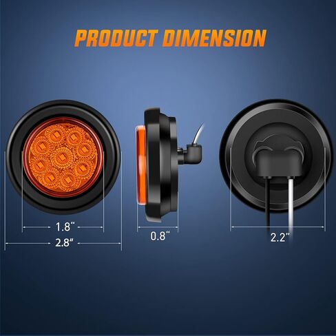 Nilight Double Bullseye Marker Light 14PCS Red Amber 10LED Rectangular Clearance Light Front Side Rear Marker Indicator Light Surface Mounted for 12V Truck Camper RV Boat Lorry, 2 Years Warranty in Saudi Arabia