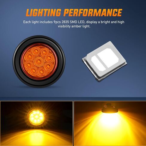 Nilight Double Bullseye Marker Light 14PCS Red Amber 10LED Rectangular Clearance Light Front Side Rear Marker Indicator Light Surface Mounted for 12V Truck Camper RV Boat Lorry, 2 Years Warranty in Saudi Arabia