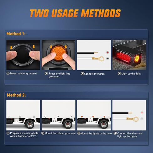 Nilight Double Bullseye Marker Light 14PCS Red Amber 10LED Rectangular Clearance Light Front Side Rear Marker Indicator Light Surface Mounted for 12V Truck Camper RV Boat Lorry, 2 Years Warranty in Saudi Arabia
