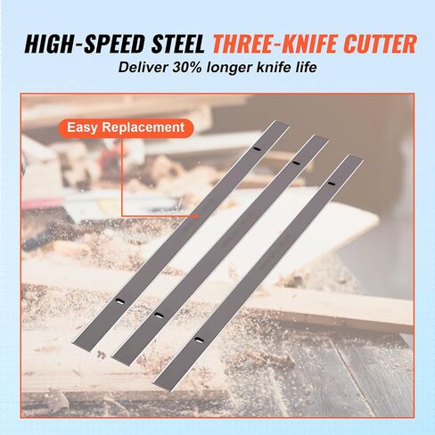 VEVOR Power Benchtop Planers, Three-Blade, Two Speed, 13" Width Worktable Thickness Planer with Extended Infeeding Table, Low Noise for both hard & soft wood material removal in Saudi Arabia