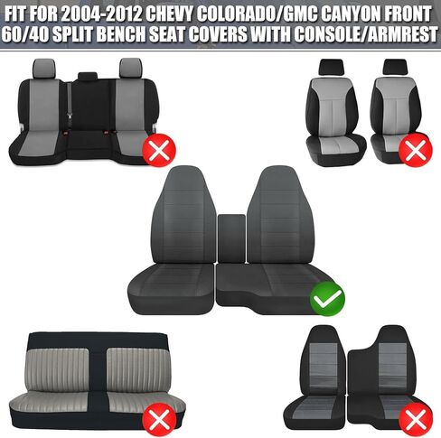 غطاء مقعد أمامي مقسم مخصص من SAPUBK بدون مسند للذراع بديل لـ 2004-2012 Chevy Colorado/GMC Canyon Pickup (60/40) in Saudi Arabia