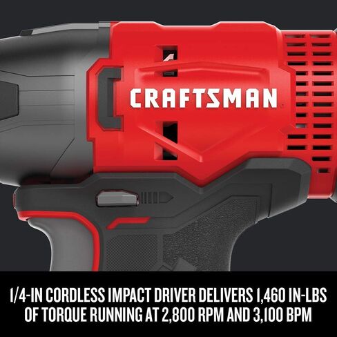 CRAFTSMAN V20 MAX Cordless Drill and Impact Driver, Power Tool Combo Kit with 2 Batteries and Charger (CMCK200C2) & (1) V20 Lithium Ion Battery, 4.0-Amp Hour (CMCB204) in Saudi Arabia