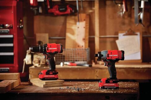 CRAFTSMAN V20 MAX Cordless Drill and Impact Driver, Power Tool Combo Kit with 2 Batteries and Charger (CMCK200C2) & (1) V20 Lithium Ion Battery, 4.0-Amp Hour (CMCB204) in Saudi Arabia