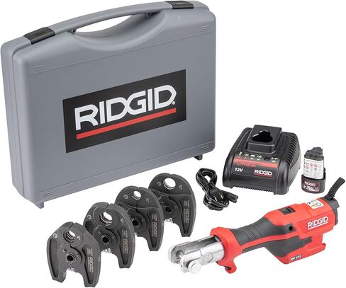 RIDGID 72558 Model RP 115 Mini Press Tool and Battery Kit with 1/2" to 3/4" ProPress and PureFlow Press Tool Jaws, 2V Li/Ion Battery, 12V Charger, and Carrying Case in Saudi Arabia