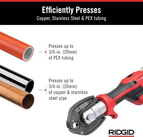 RIDGID 72558 Model RP 115 Mini Press Tool and Battery Kit with 1/2" to 3/4" ProPress and PureFlow Press Tool Jaws, 2V Li/Ion Battery, 12V Charger, and Carrying Case in Saudi Arabia