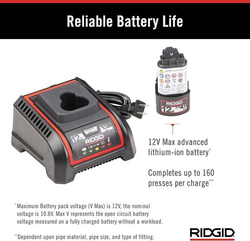 RIDGID 72558 Model RP 115 Mini Press Tool and Battery Kit with 1/2" to 3/4" ProPress and PureFlow Press Tool Jaws, 2V Li/Ion Battery, 12V Charger, and Carrying Case in Saudi Arabia