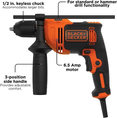 BLACK+DECKER Hammer Drill, 6.5-Amp, 1/2-Inch (BEHD201) in Saudi Arabia