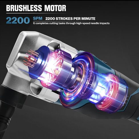 Cordless Nibbler for Makita 18V Battery, 3 Speeds Adjustable 16 Gauge Sheet Metal Cutter w/ 2400RPM Brushless Motor Metal Shears, Replaced Blades for Cutting Stainless Steel, Aluminium, Plastic in Kuwait