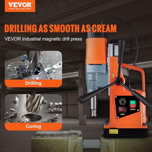 VEVOR Mag Drill Press, 1550W 2" Boring Diameter, 2922lbf Power Magnetic Drill, 500 PRM, 10-Speed, Electric Drilling Machine for Metal Surface, Industrial and Home Improvement in Saudi Arabia