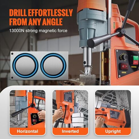 VEVOR Mag Drill Press, 1550W 2" Boring Diameter, 2922lbf Power Magnetic Drill, 500 PRM, 10-Speed, Electric Drilling Machine for Metal Surface, Industrial and Home Improvement in Saudi Arabia