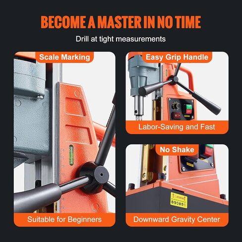 VEVOR Mag Drill Press, 1550W 2" Boring Diameter, 2922lbf Power Magnetic Drill, 500 PRM, 10-Speed, Electric Drilling Machine for Metal Surface, Industrial and Home Improvement in Saudi Arabia