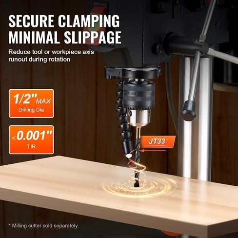 VEVOR 8 in Benchtop Drill Press, 2.3A Induction Motor, Tabletop Drilling Machine with 750/1140 / 1740/2340 / 3200 RPM Adjustable Speed, 0-45° Tilting Worktable, LED Work Light, for Wood Metal in Saudi Arabia