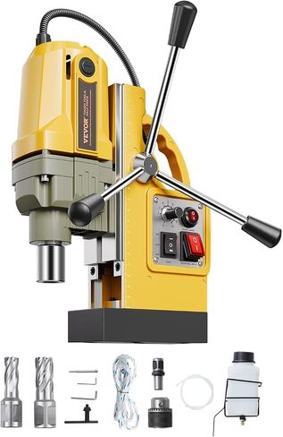 VEVOR Magnetic Drill, 1400W Motor 1.6 in Boring Diameter, 2810 lbf Portable Electric Mag Drill Press, with 11 Coring Bits, 800 RPM Speed, Drilling Machine for Metal Surface, Home Improvement Industry in Saudi Arabia