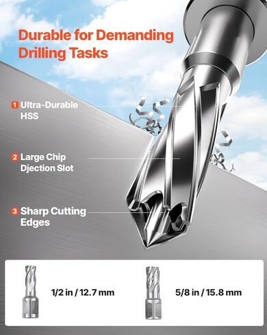 VEVOR Magnetic Drill, 1400W Motor 1.6 in Boring Diameter, 2810 lbf Portable Electric Mag Drill Press, with 11 Coring Bits, 800 RPM Speed, Drilling Machine for Metal Surface, Home Improvement Industry in Saudi Arabia