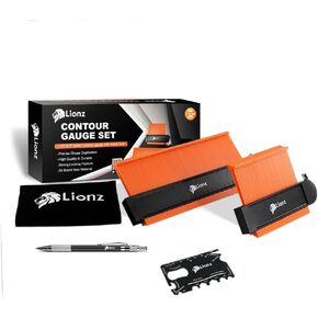 Lionz Contour Gauge مع قفل ، قلم رصاص ميكانيكي ، وأداة متعددة الوظائف 5+10 بوصة ، شكل مقياس فائق وأداة مخطط تفصيلي لنسخ الزوايا والأشكال الفردية - هدية للرجال ، الماهر ، DIY ، البناء.