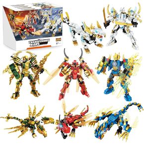WishaLife Ninja Mech Dragon Robot Warrior Building Blocks Set, Creative Action Figure Toy Gift for Kids, Boys, Girls Ages 6 and Up (1200 Pieces)
